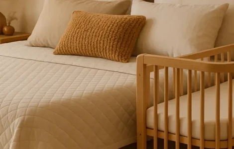 Beistellbett an einem Boxspringbett