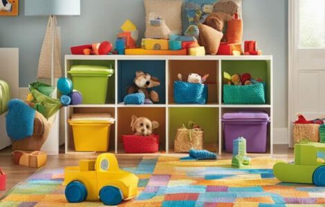 Kinderzimmer mit vielen bunten Spielsachen.